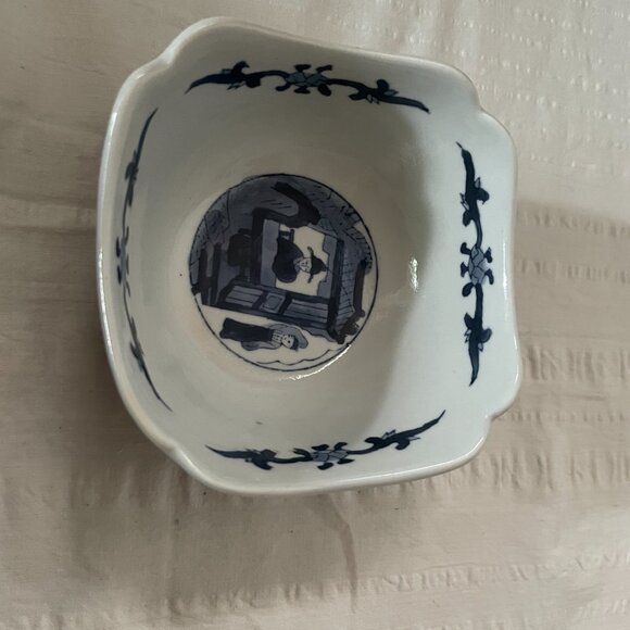 Vintage Chinese porcelain bowl square blue and white - Picture 2 of 13